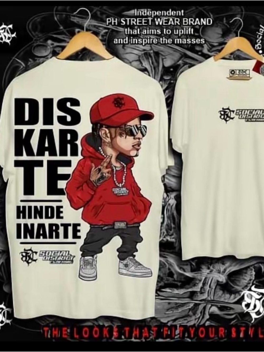 Cream Graphic Short-Sleeve Tee with Red Hoodie Character